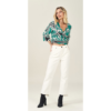 BLUSA CROPPED DE MANGA 3/4 EM PLANO VISCOSE DOCE TRAMA (M)
